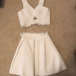 A white skirt and crop set